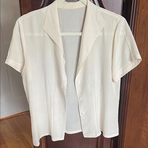Cream Short Sleeve Button-Up Blouse